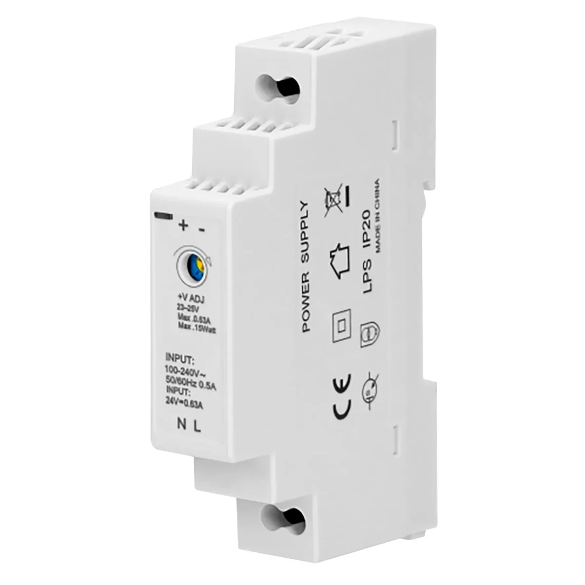 DIN-Schienen-Netzteil, 24VDC, 0,63A, 15W, 1 Modul – Bild 1