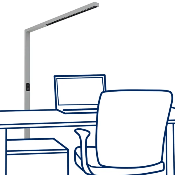 LED-Schreibtisch-Stehleuchte ROLF KERN „Clever-Pro“ mit Touch Display, PIR & Tageslicht-Sensor