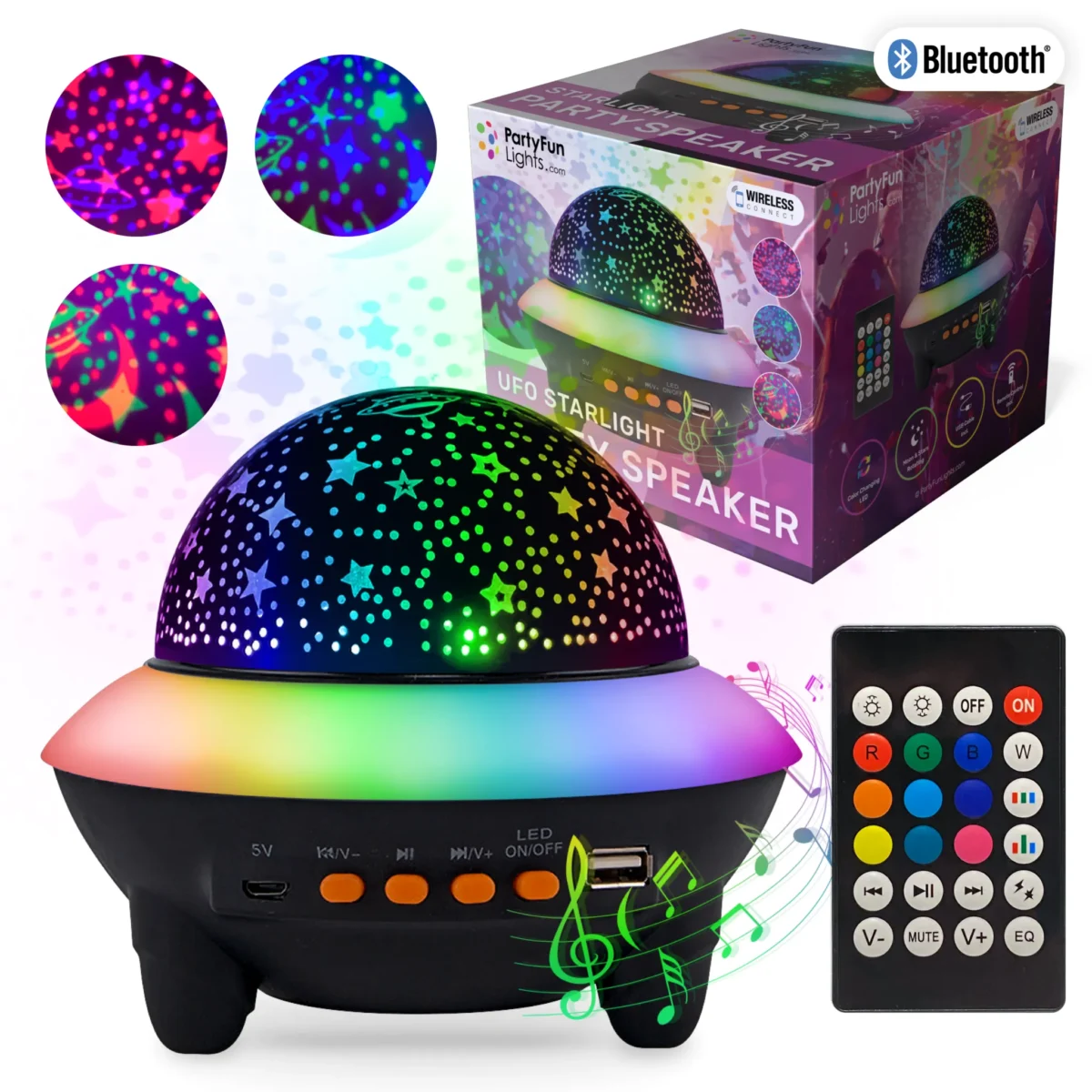 Lautsprecher mit Projektor "UFO", Bluetooth, Fernbedienung, inkl. Kabel – Bild 4