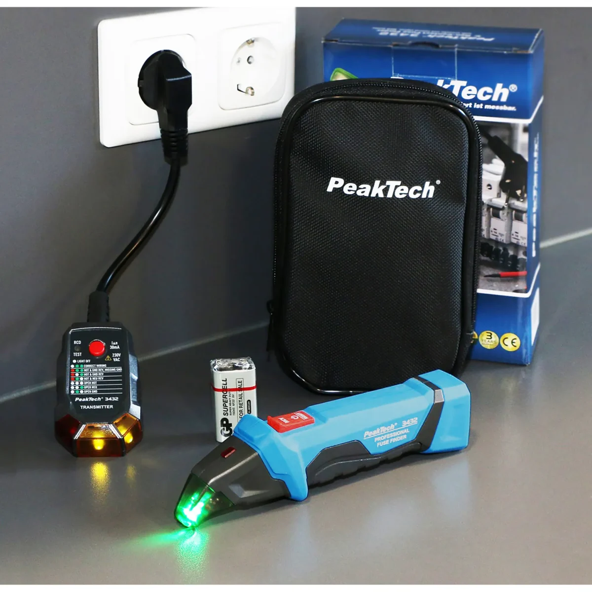 Stromkreisdetektor, Sicherungsfinder, PeakTech "P3432", Sender & Empfänger,IP40 – Bild 3