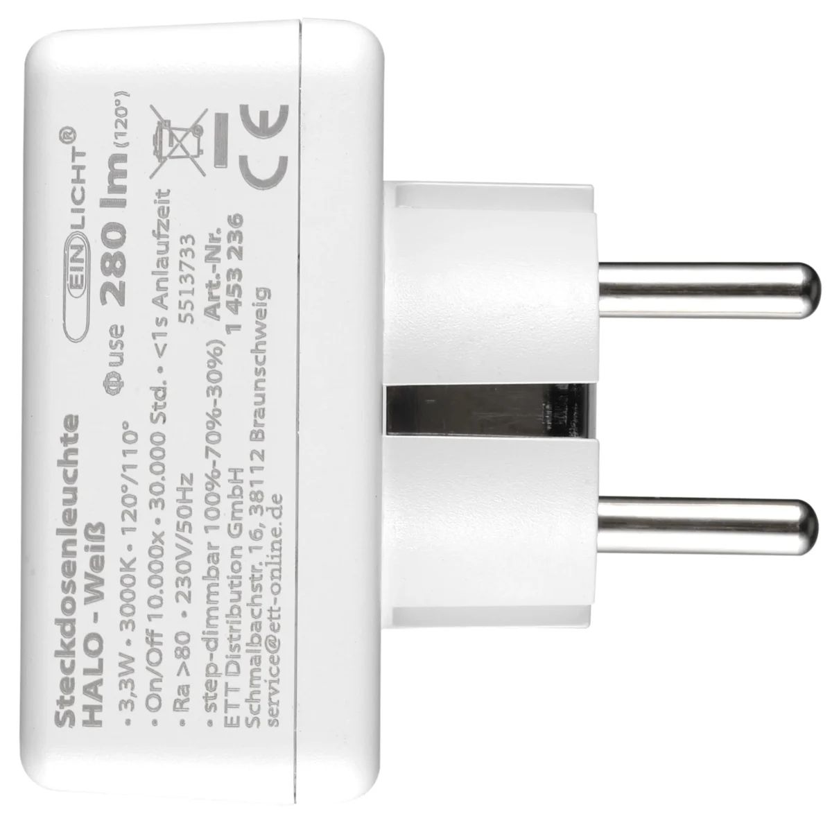 LED-Steckdosenleuchte EINLICHT "Halo" 3,3W, 438lm, step-dimmbar, warmweiß – Bild 6