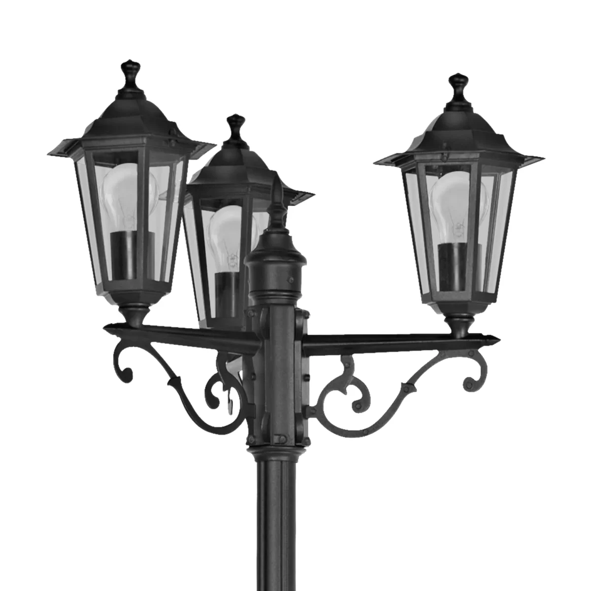 Außen-Stehleuchte EGLO "Laterna 4", 3 Leuchtenköpfe, Aluminium, E27, klares Glas – Bild 3
