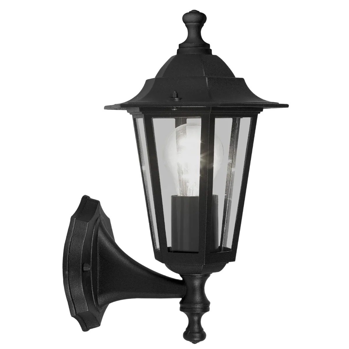 Wandleuchte EGLO "Laterna 4", E27, schwarz, klares Glas, Aluminium – Bild 1