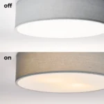Deckenleuchte EINLICHT "Fabric" für 2x E27, Ø38cm, Blaugrau, Stoffschrim – Bild 3