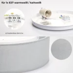 Deckenleuchte EINLICHT "Fabric" für 2x E27, Ø38cm, Blaugrau, Stoffschrim – Bild 5