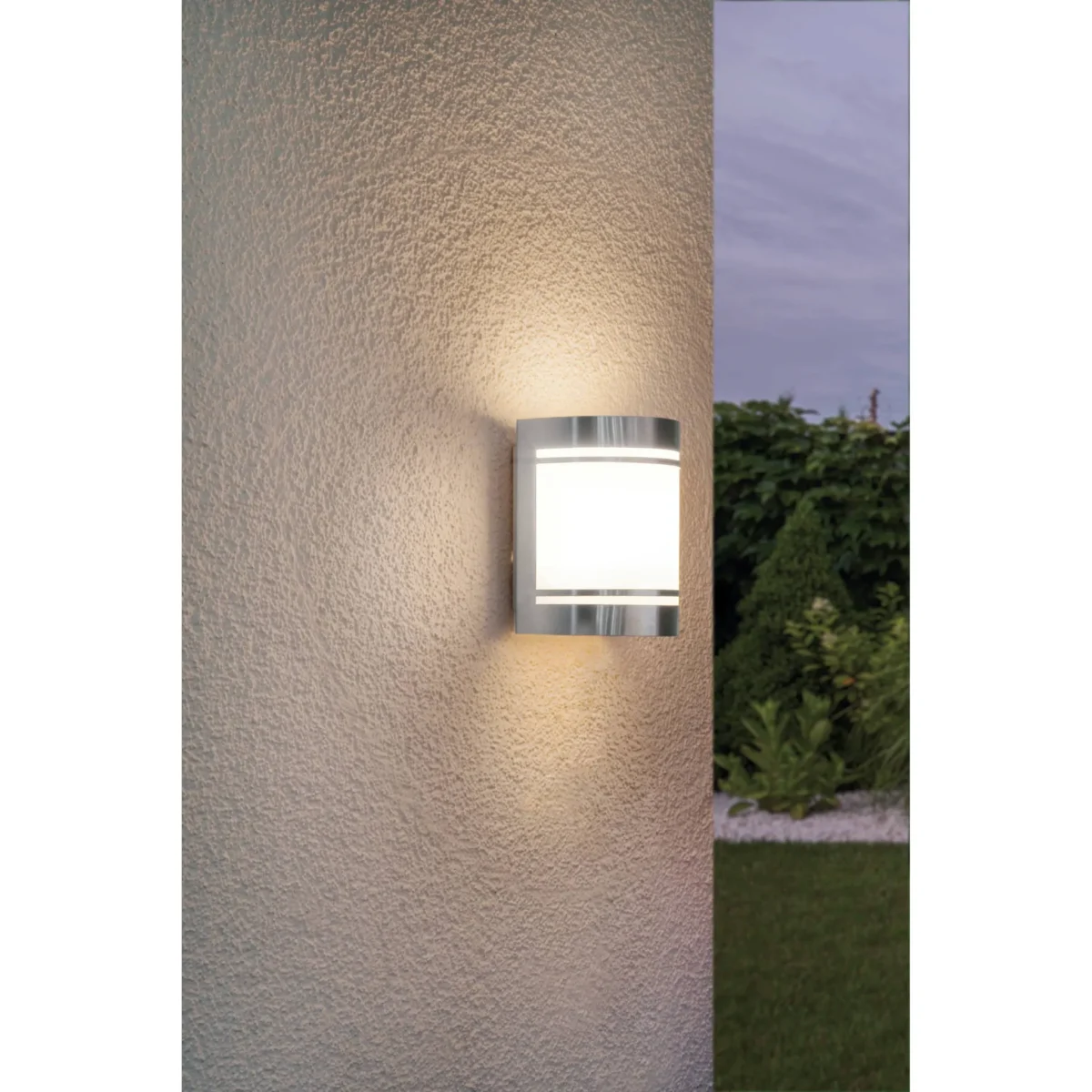 Wandleuchte EGLO "Cerno", Edelstahl, E27, weiß satiniert, Glas – Bild 3