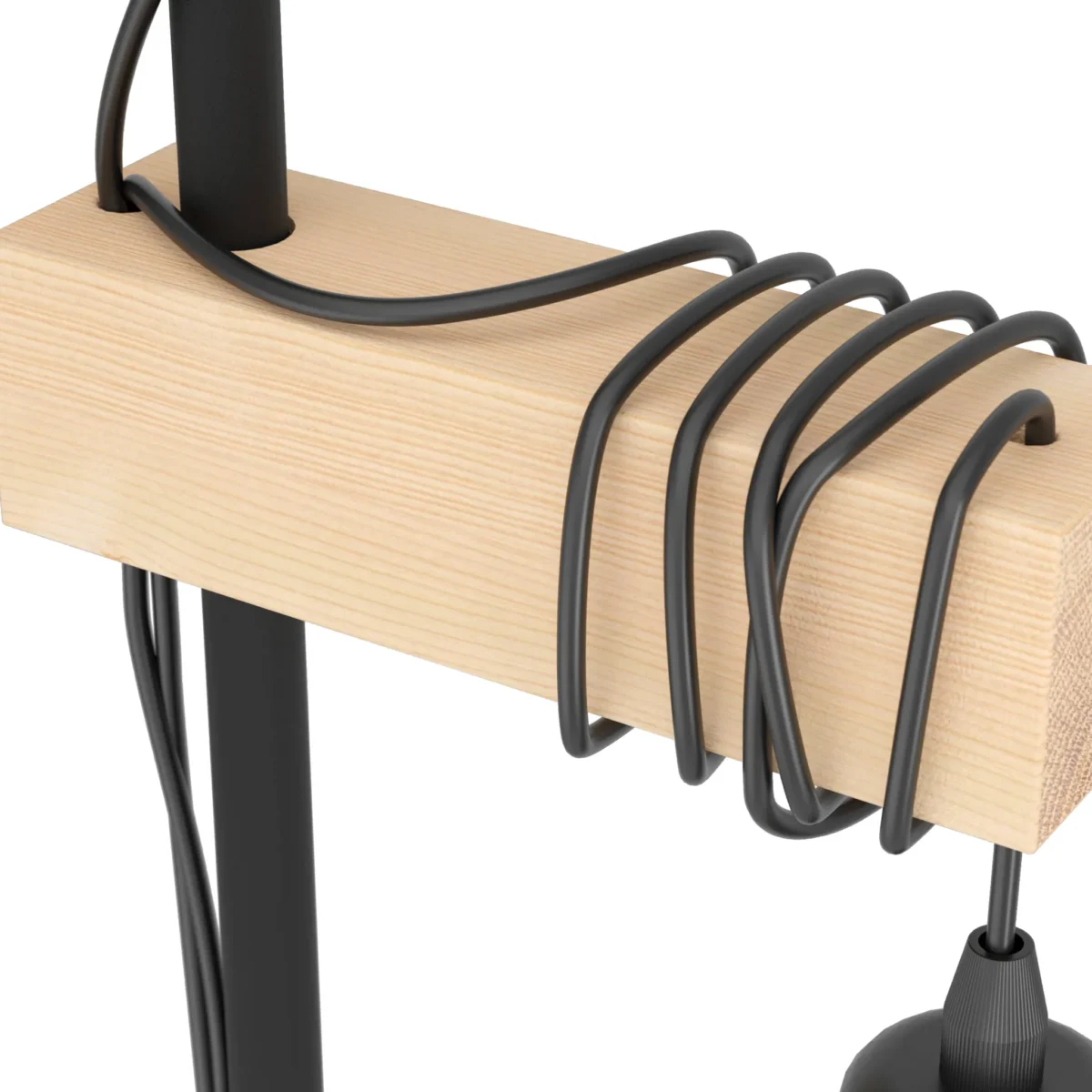 Stehleuchte EGLO "Townshend", 2-flammig, Holz/schwarz, E27, 20,5x25x166,5cm – Bild 3