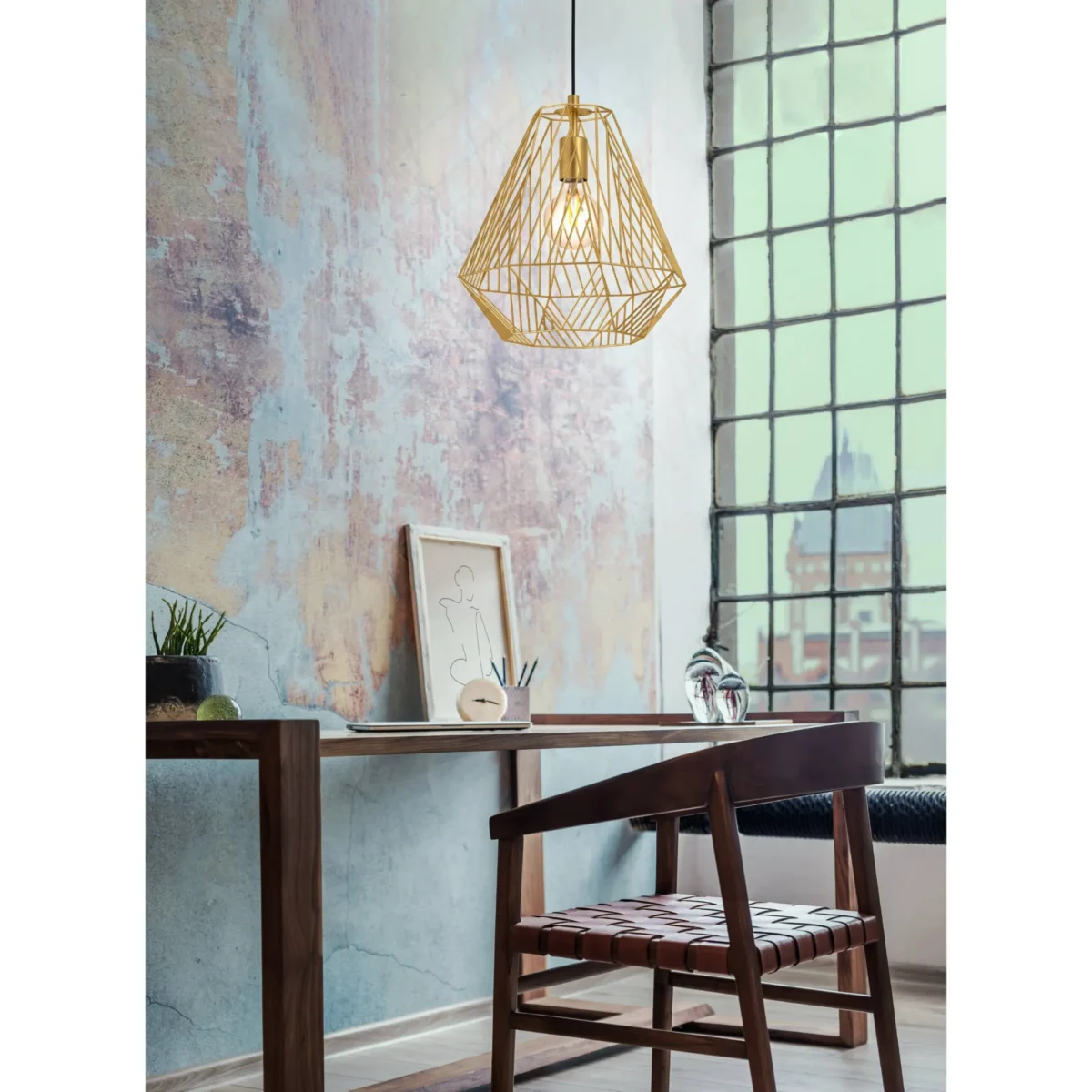 Hängeleuchte EGLO "Stype", E27, Stahl, gold, 110cm – Bild 4