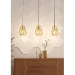 Hängeleuchte EGLO "Stype", 3-flammig, E27, Stahl, gold, 96x20x110cm – Bild 2