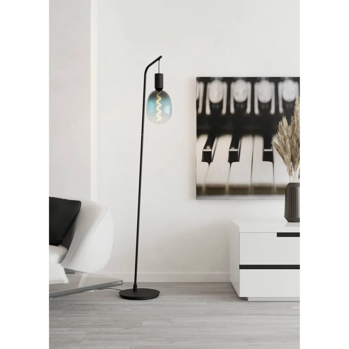 Stehleuchte EGLO "Cranley", E27, Stahl, schwarz, 43x6x170cm – Bild 2