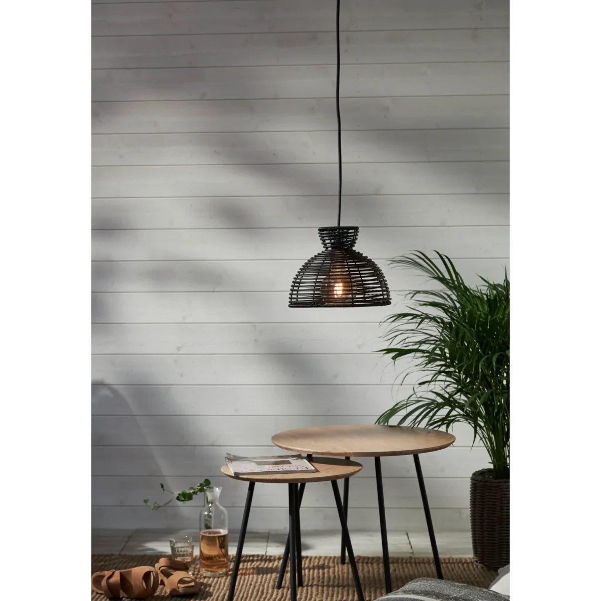 Lampenschirm "Runde", schwarz, E27, 26x20cm, Outdoor – Bild 3