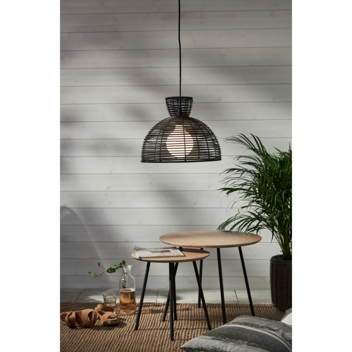 Lampenschirm "Runde", schwarz, E27, 37,5x29cm, Outdoor – Bild 3