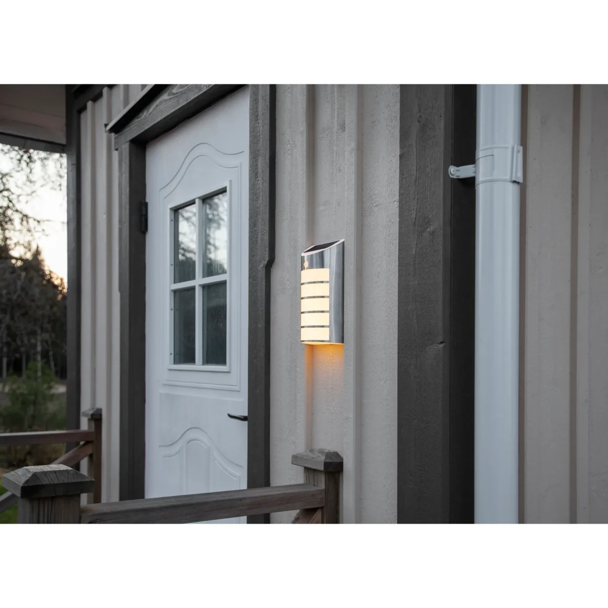 LED Solar-Wandleuchte "Wally", Edelstahl, Bewegungsmelder, inkl. Akku, 26,5x16cm – Bild 3