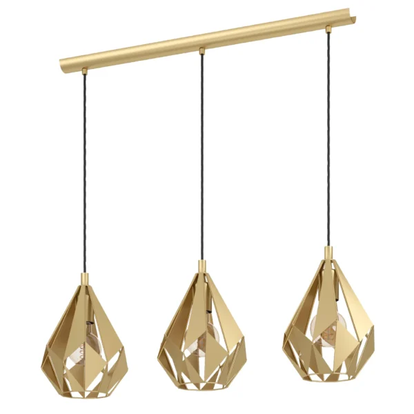 Hängeleuchte EGLO "Carlton", 3-flammig, E27, Stahl, gold, 80,5x20,5x110cm