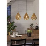 Hängeleuchte EGLO "Carlton", 3-flammig, E27, Stahl, gold, 80,5x20,5x110cm – Bild 2