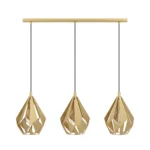 Hängeleuchte EGLO "Carlton", 3-flammig, E27, Stahl, gold, 80,5x20,5x110cm – Bild 3