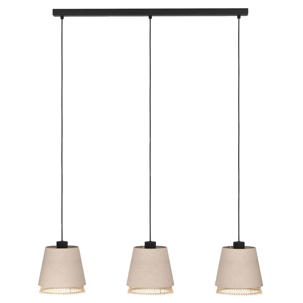 Hängeleuchte EGLO "Tabley", 3-flammig, E27, Stahl, natur/braun, 89x19x110cm – Bild 3