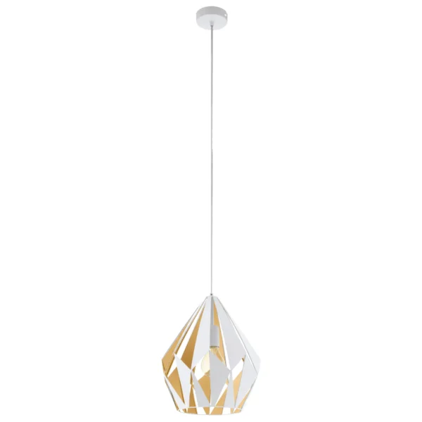 Hängeleuchte EGLO "Carlton 1", E27, Stahl, weiß/honiggold, 110x31cm