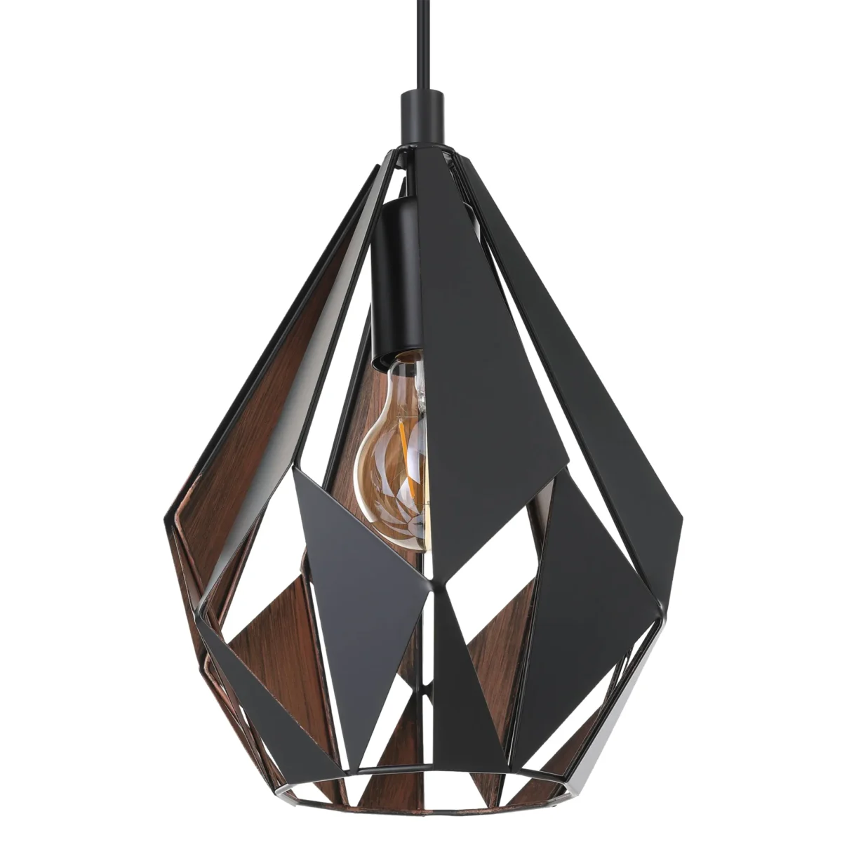 Hängeleuchte EGLO "Carlton 1", 3-flammig, E27, Stahl,schwarz/kupfer, 81x21x110cm – Bild 3