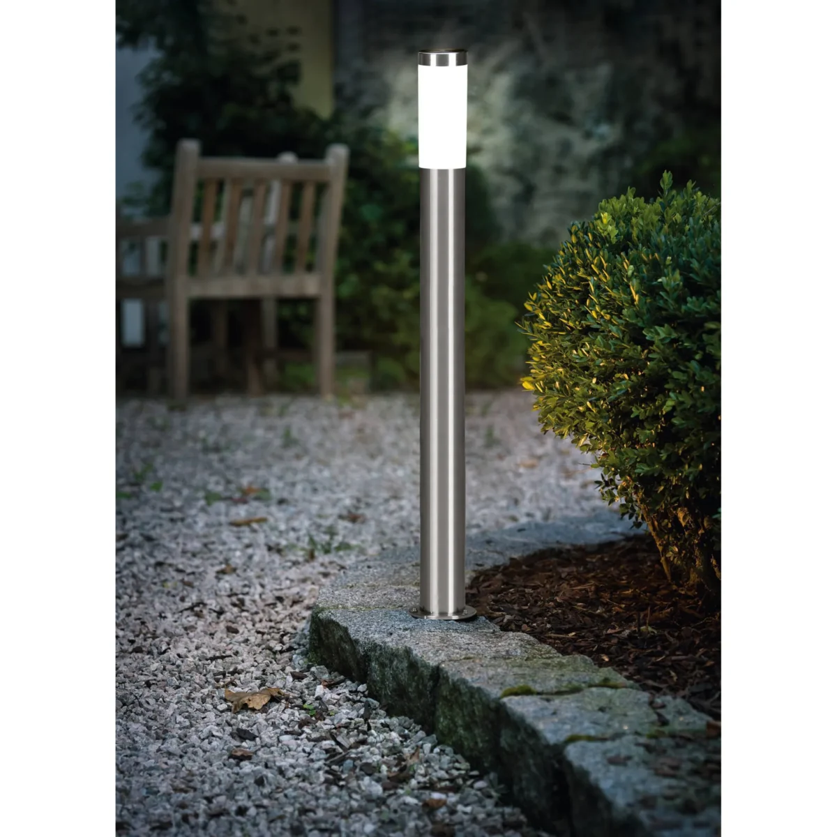 Gartenleuchte EGLO "Helsinki", E27, Edelstahl/Kunststoff, weiß, 110x7,5cm – Bild 2