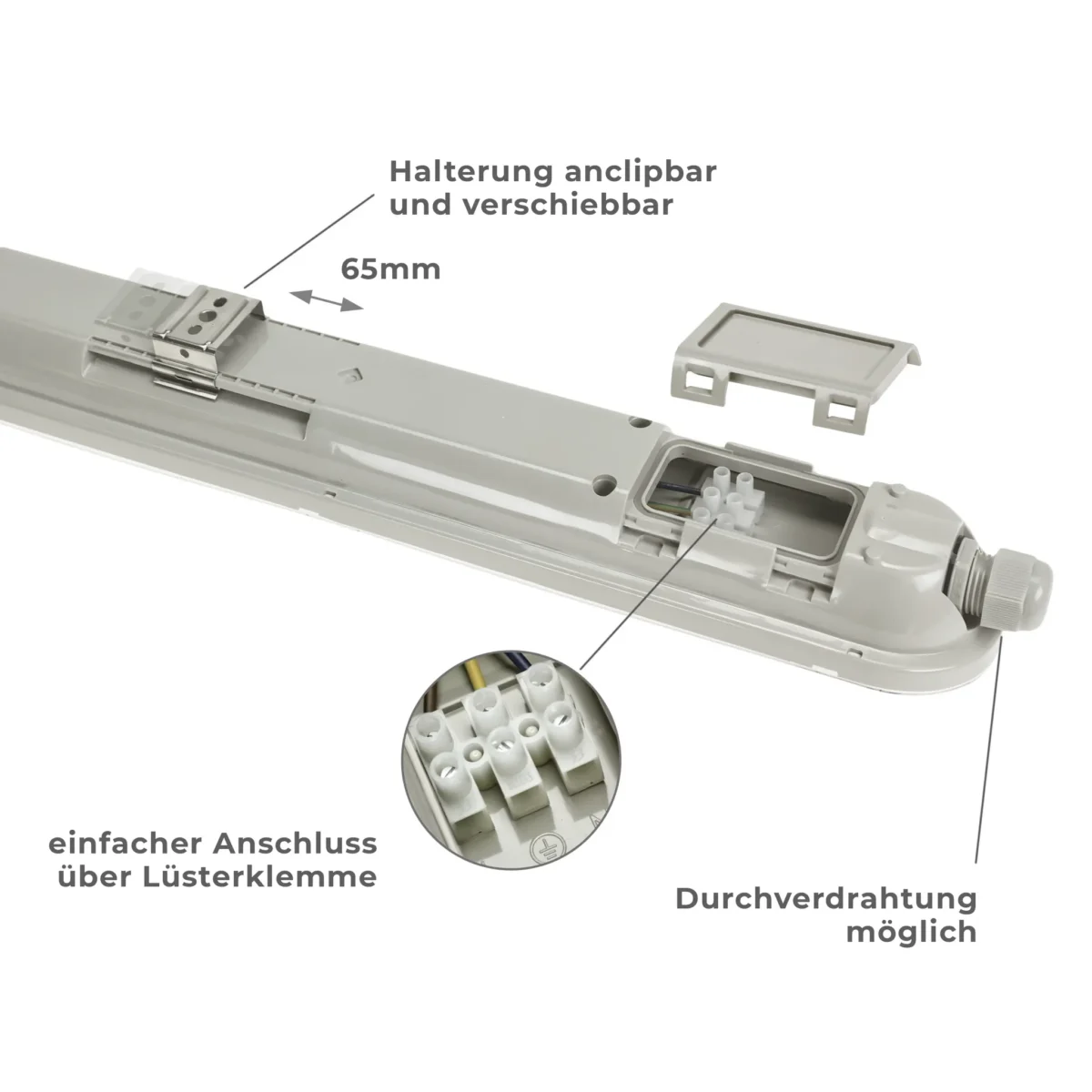 LED-Feuchtraumleuchte, 150cm, 52W, 8900lm, 4000K, IP65, IK10 – Bild 6