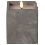 LED Wachskerze "Flamme Cem", zementfarben, flackernd, 8,5x11,5cm