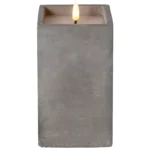 LED Wachskerze "Flamme Cem", zementfarben, flackernd, 8,5x16,5cm