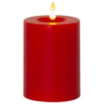 LED Wachskerze "Flamme Flow", rot, 12,5x7,5cm, naturgetreue Flamme