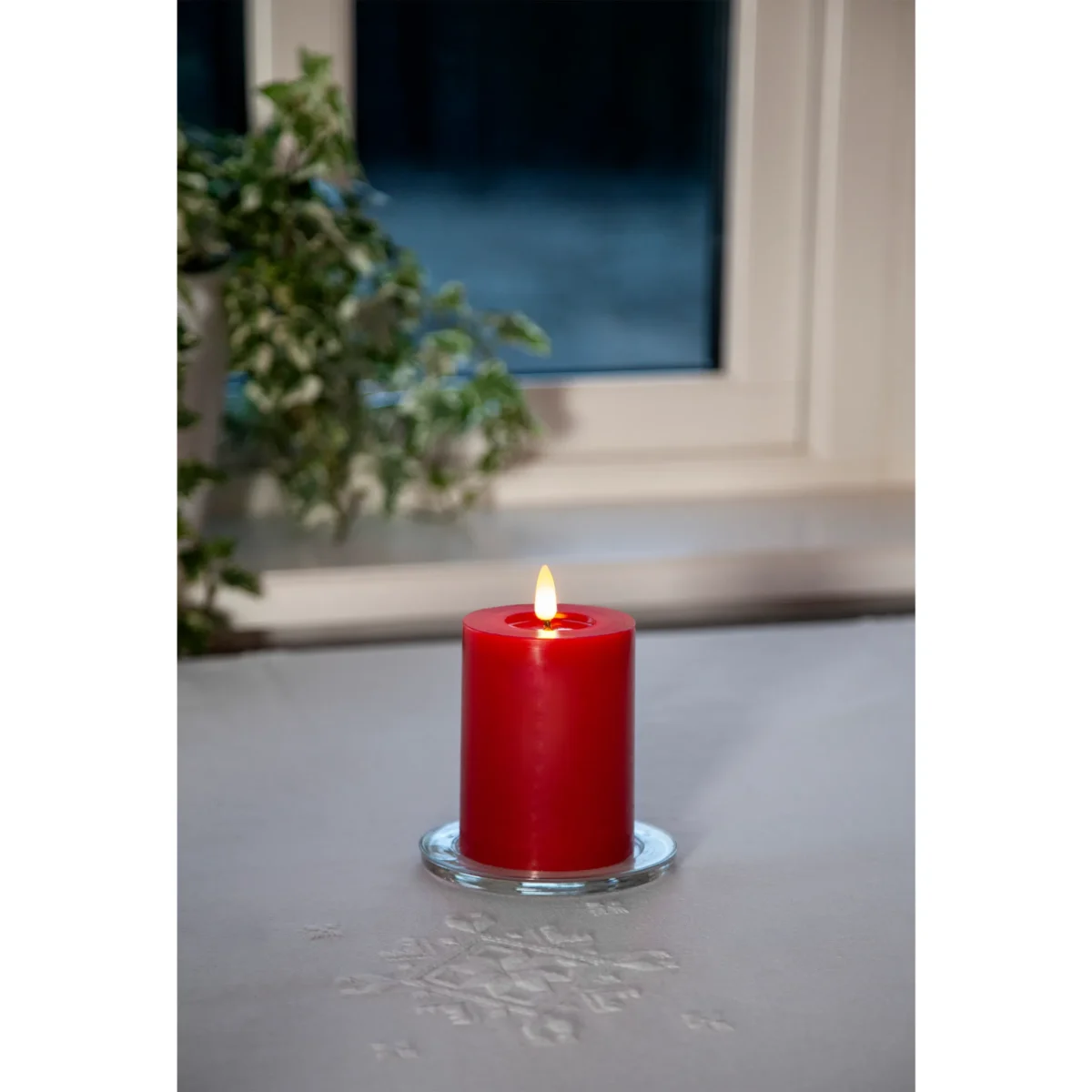 LED Wachskerze "Flamme Flow", rot, 12,5x7,5cm, naturgetreue Flamme – Bild 3