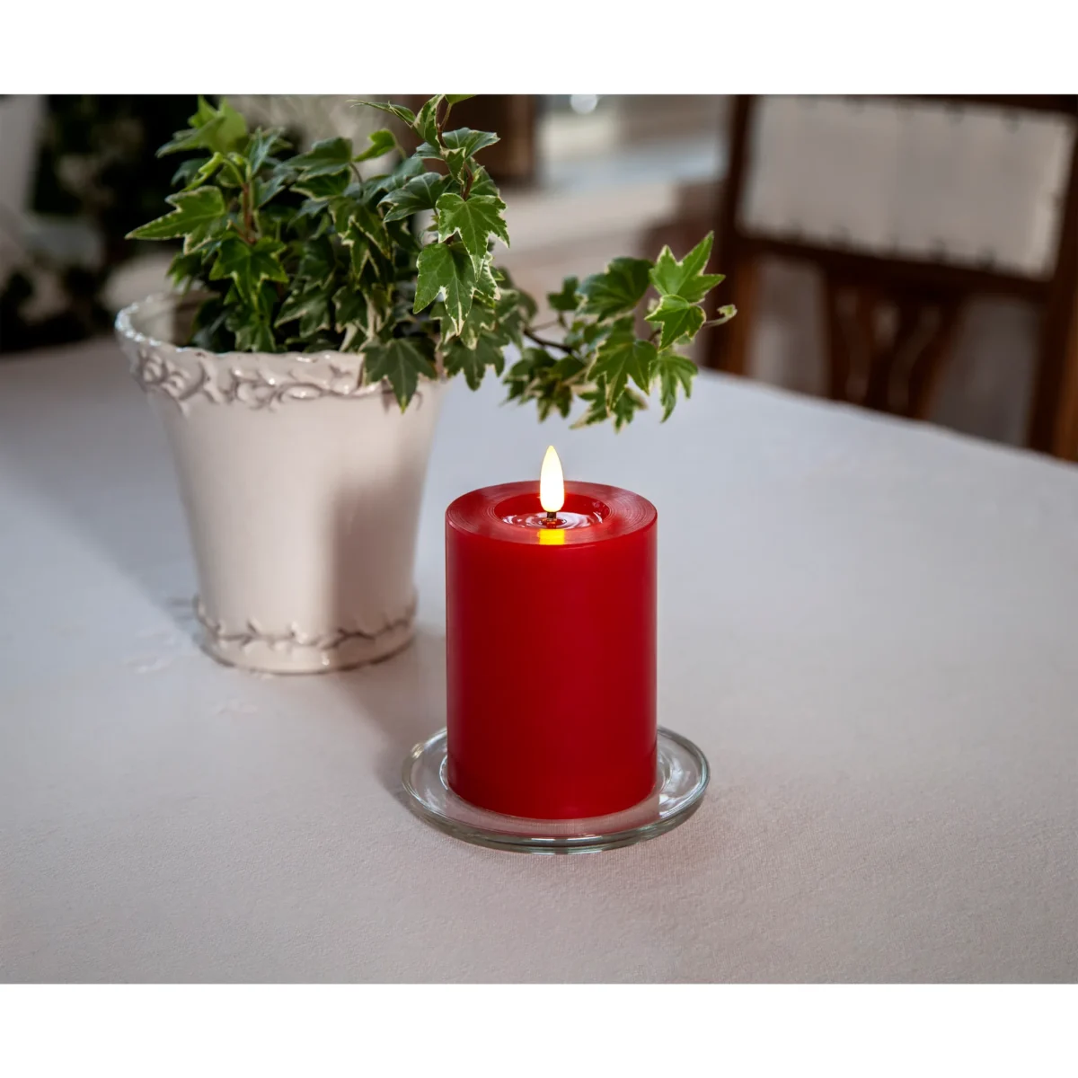 LED Wachskerze "Flamme Flow", rot, 12,5x7,5cm, naturgetreue Flamme – Bild 4