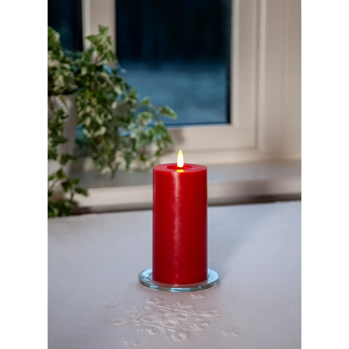 LED Wachskerze "Flamme Flow", rot, 17x7,5cm, naturgetreue Flamme – Bild 3