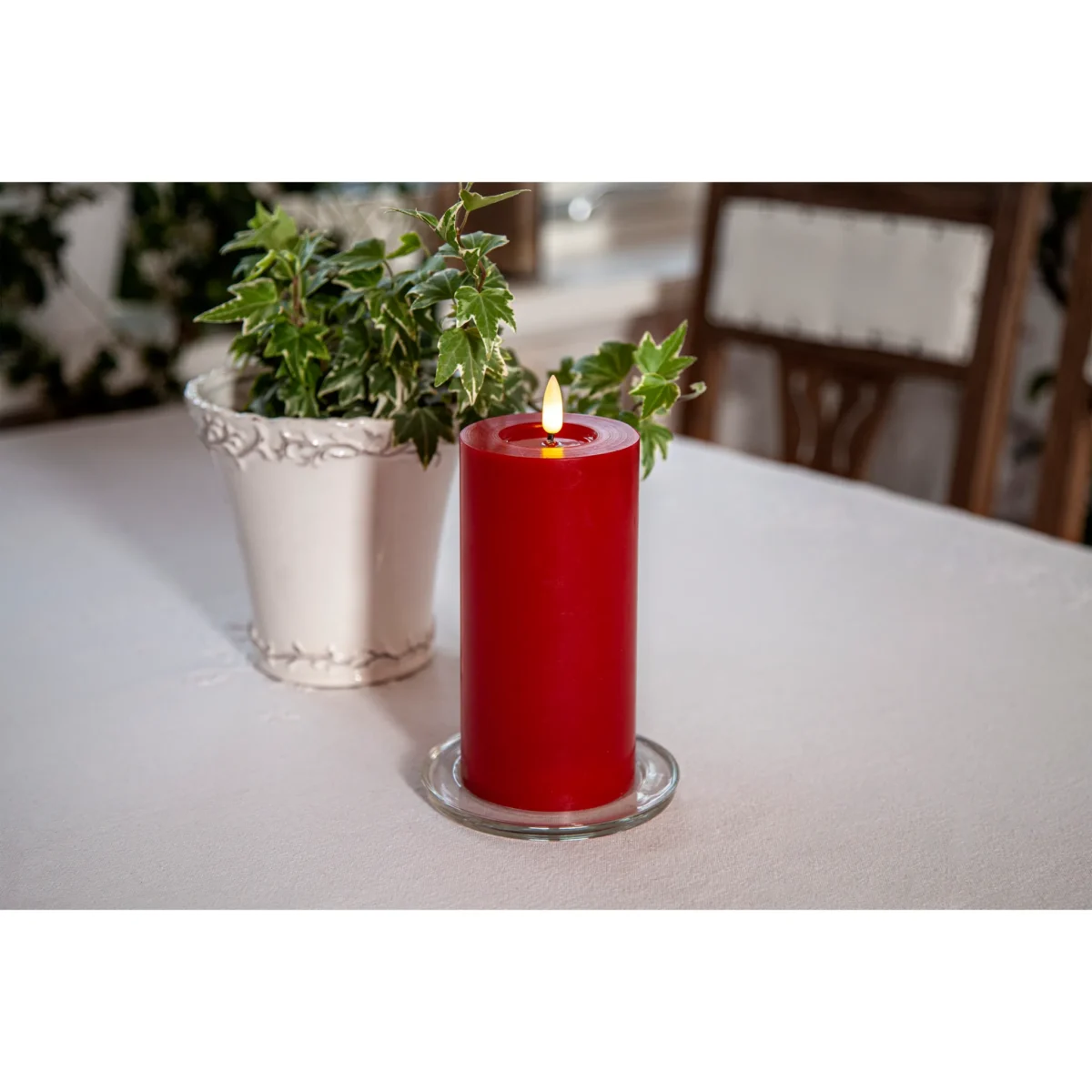 LED Wachskerze "Flamme Flow", rot, 17x7,5cm, naturgetreue Flamme – Bild 5