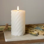 LED-Echtwachskerze, "Flamme Swirl", weiß, 15x7,5cm, naturgetreue Flamme – Bild 2