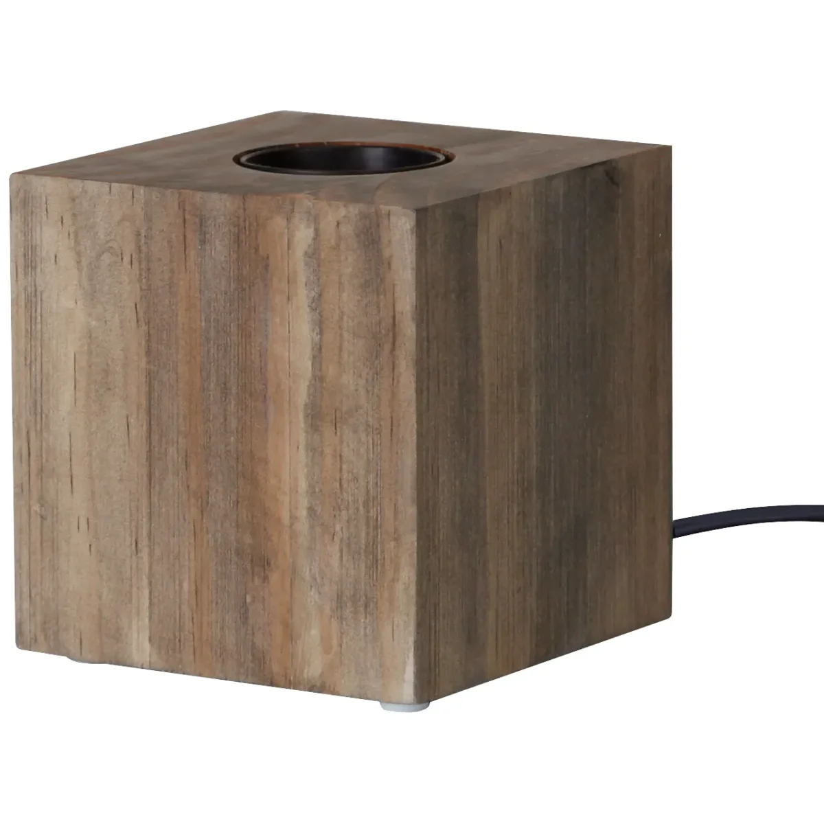 Tischleuchtenfassung "Kub", E27-Fassung, Holz, natur, mit Schalter, ca. 9,5x9,5cm – Bild 1