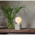 Tischleuchtenfassung "Box", E27-Fassung, geriffelt, beige, mit Schalter – Bild 5