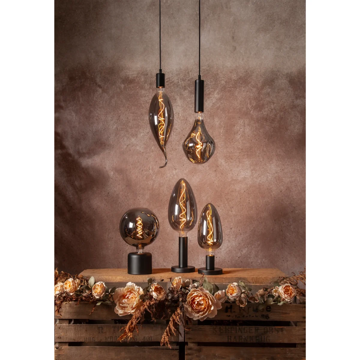 LED-Lampe "Industrial Vintage", E27, 2200K, Rauchglas, 55lm, 2,6W, dimmbar – Bild 3