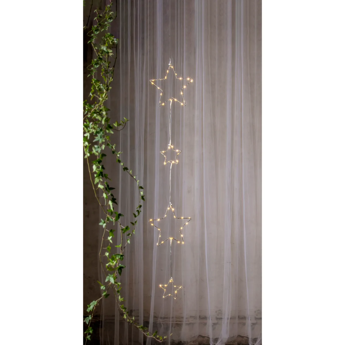 LED-Lichterkette "Dew Drop Stars", 2x Stern 20cm, 2x Stern 10cm, Batterie, Timer – Bild 2