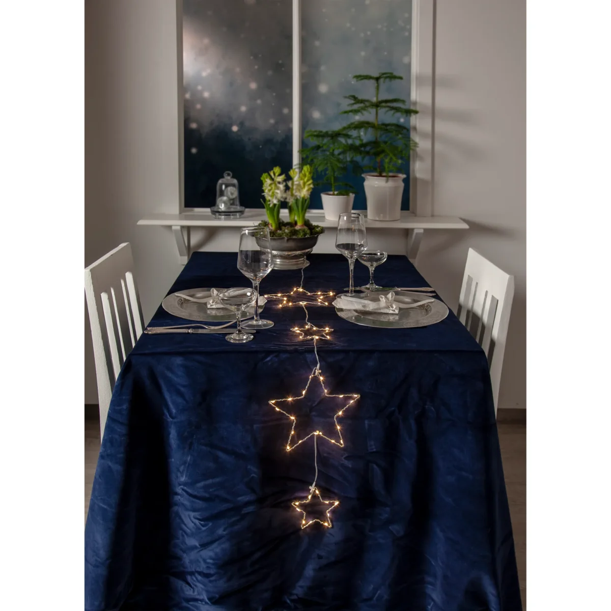 LED-Lichterkette "Dew Drop Stars", 2x Stern 20cm, 2x Stern 10cm, Batterie, Timer – Bild 3