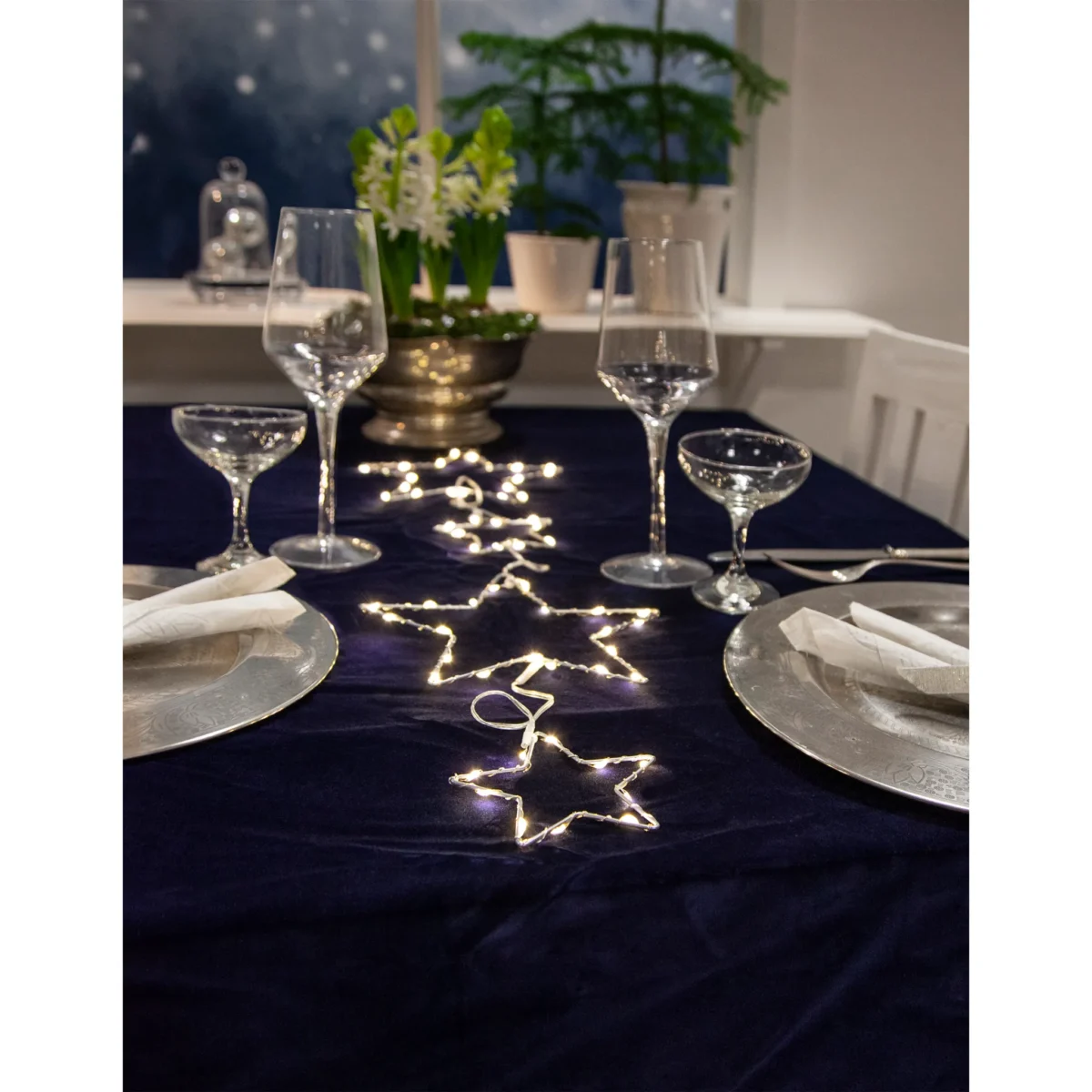 LED-Lichterkette "Dew Drop Stars", 2x Stern 20cm, 2x Stern 10cm, Batterie, Timer – Bild 4