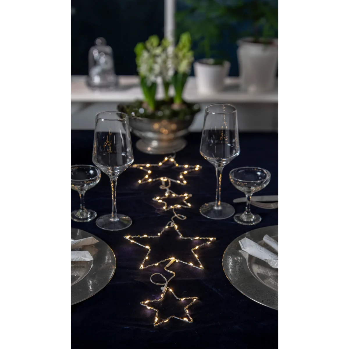 LED-Lichterkette "Dew Drop Stars", 2x Stern 20cm, 2x Stern 10cm, Batterie, Timer – Bild 5