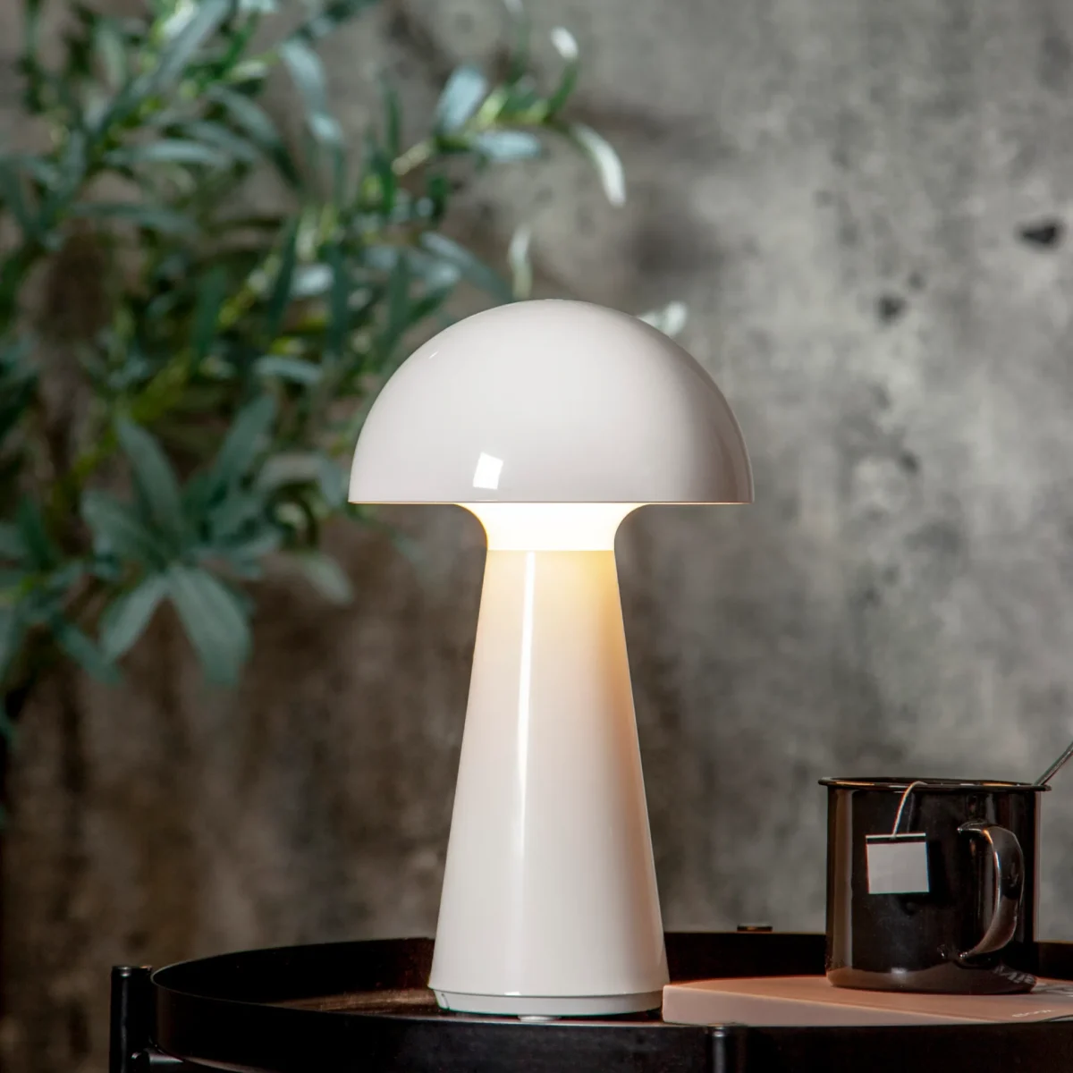 LED-Tischleuchte "Mushroom", 16x28cm, weiß, Akku, Ladekabel, outdoor – Bild 2