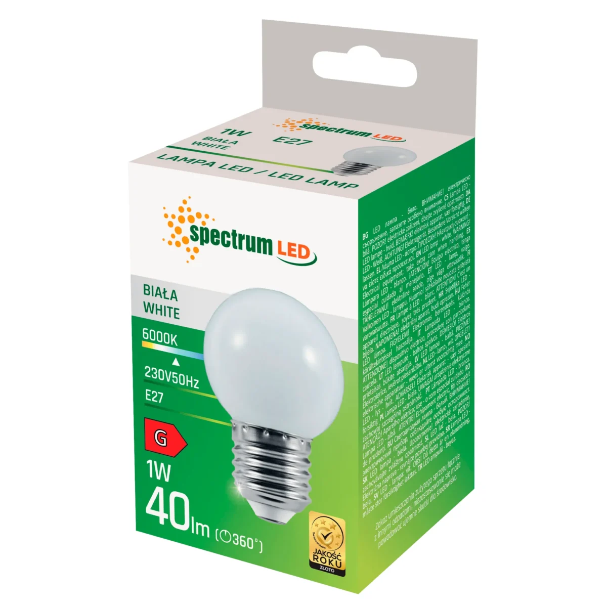 LED Tropfenlampe, E27, 6000K, 1W, 55lm, 230V, 270°, tageslichtweiß – Bild 2