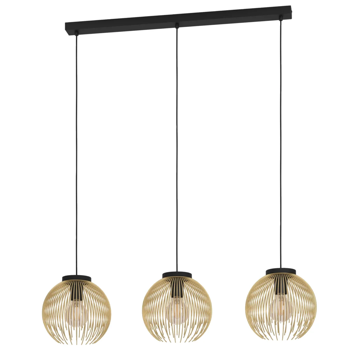 Hängeleuchte EGLO "Venezuela", 3-flammig, E27,Stahl,schwarz/gold,110x23,5x93,5cm – Bild 1