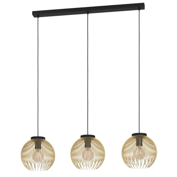 Hängeleuchte EGLO "Venezuela", 3-flammig, E27,Stahl,schwarz/gold,110x23,5x93,5cm