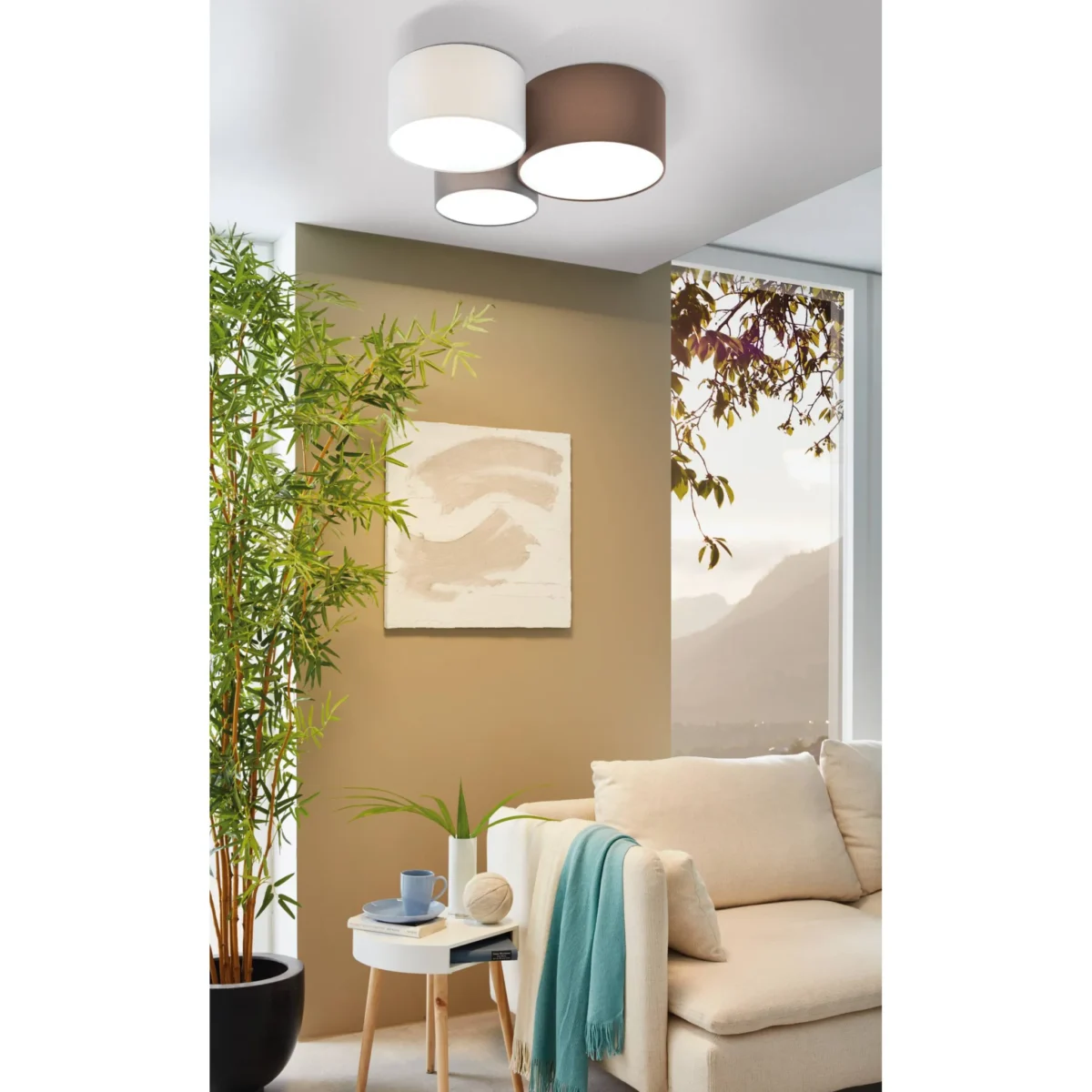 Deckenleuchte EGLO "Pastore,3-flammig,E27,Stahl/Textil,anthrazit-braun/weiß/grau – Bild 2