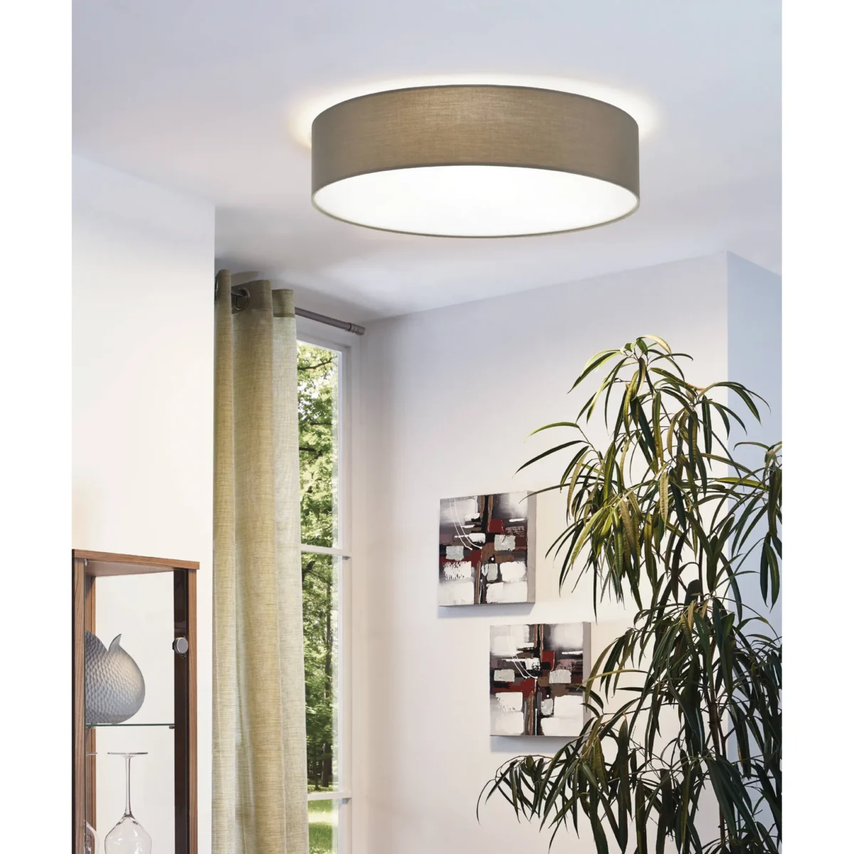 Deckenleuchte EGLO "Pasteri", 3-flammig, E27, Stahl/Textil, taupe/weiß, 15x57cm – Bild 2