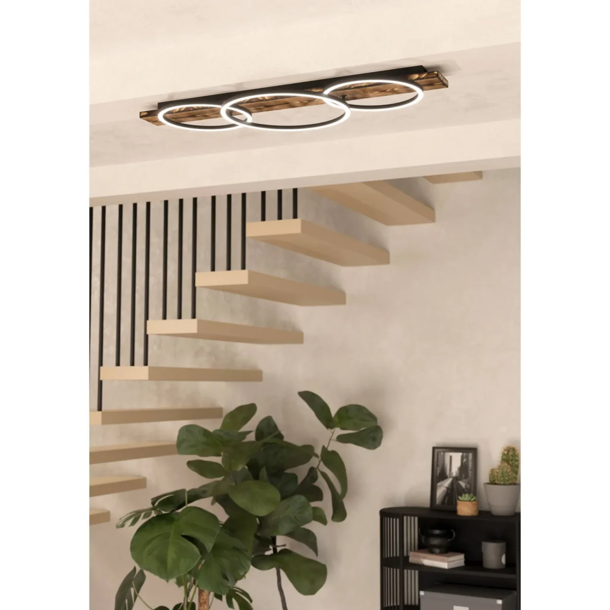 Deckenleuchte EGLO "Boyal", 3-flammig, 1700lm/3400lm, 3000K, 12W, Stahl/Holz – Bild 2