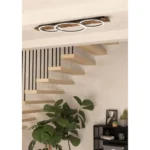 Deckenleuchte EGLO "Boyal", 3-flammig, 1700lm/3400lm, 3000K, 12W, Stahl/Holz – Bild 2