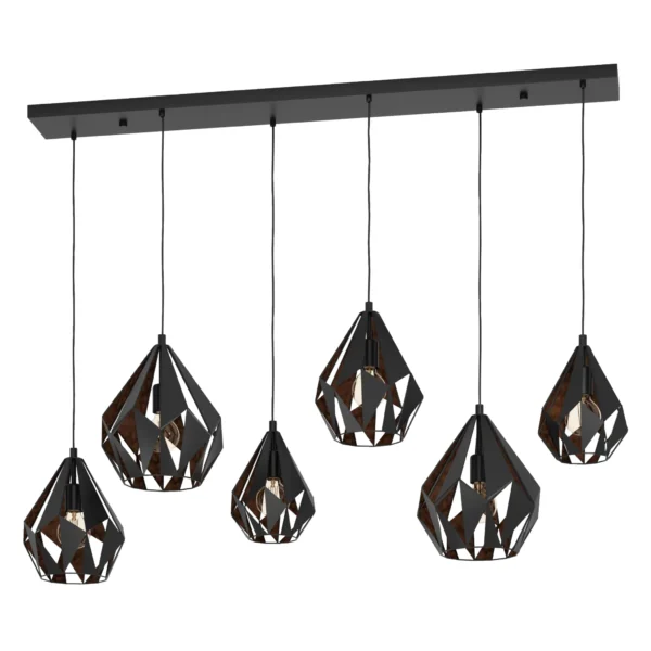 Hängeleuchte EGLO "Carlton 1", E27, Stahl, schwarz/kupfer, 107x38,5x145,5cm