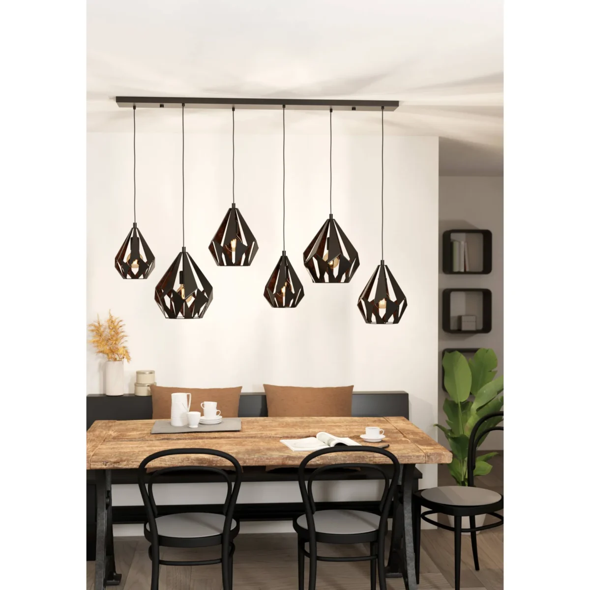 Hängeleuchte EGLO "Carlton 1", E27, Stahl, schwarz/kupfer, 107x38,5x145,5cm – Bild 2